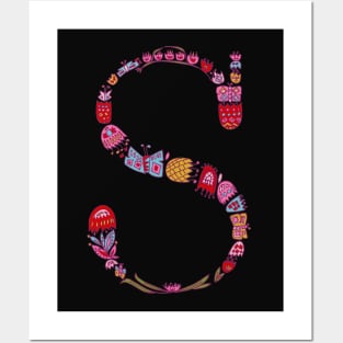 Folksy Letter S Posters and Art